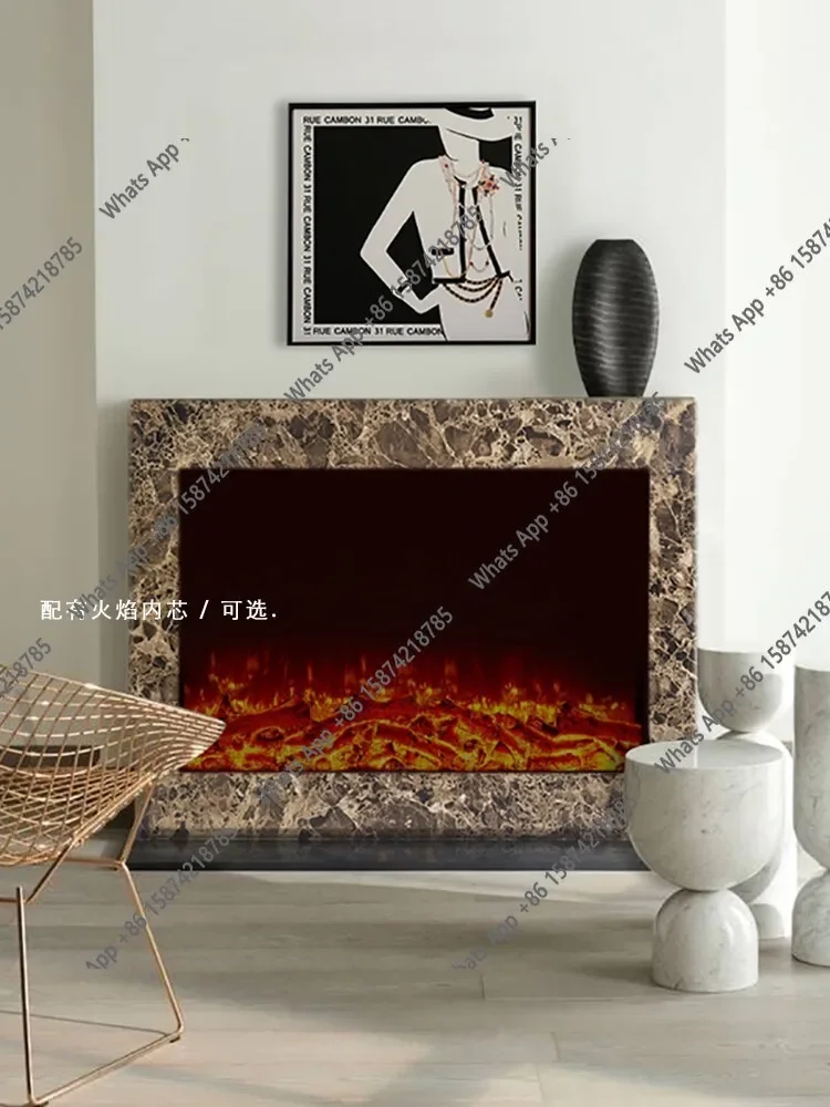T64 Simulation Fire Fireplace Solid Wood Decoration Imitation Marble TV Cabinet Side Cabinet Designer