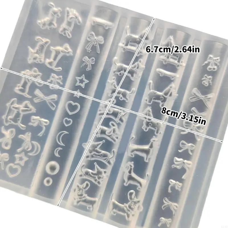 91AF مسمار تصميم قالب مسمار الفن سيليكون ختم رائعتين الألماني وأنماط Bowknot سيليكون أداة صياغة للتزيين