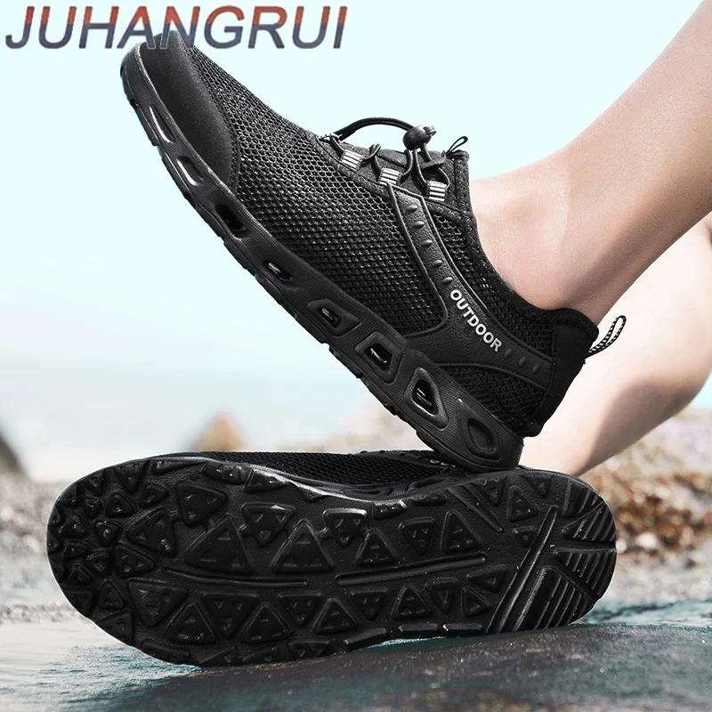 Summer Men Breathable Sneakers Hiking Shoes Men Outdoor Beach Wading shoes Mesh Shoes Non-slip Casual Shoes With Hollow Outsole