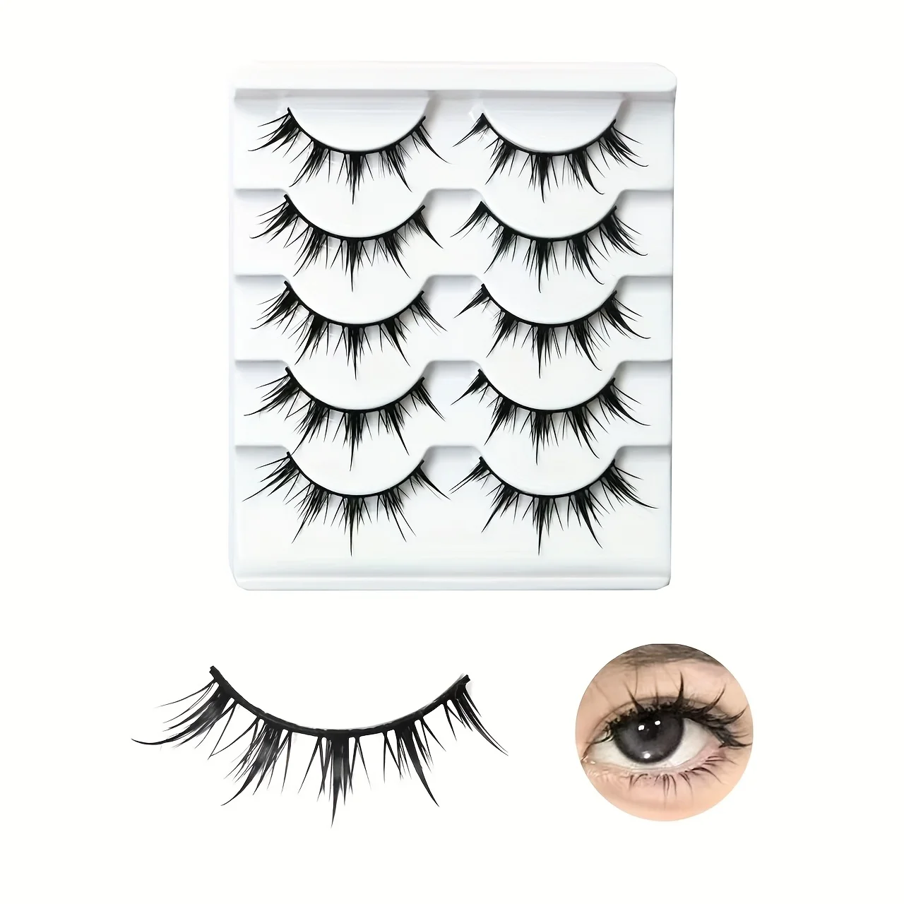 5 أزواج من الرموش الصناعية على طراز الرسوم المتحركة، رموش صناعية على شكل شيطان دراماتيكي على شكل رسوم متحركة على شكل حرف D منحنية