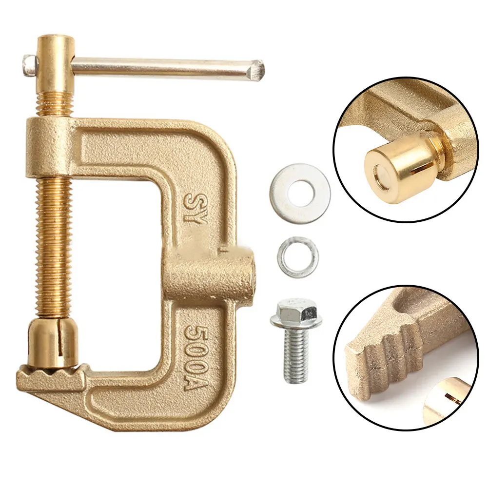 1pc Copper Ground Clamp 500A High Power Ground Earth Clamp G-shaped Argon Arc Welding Gas Shielded Stud Accessories Soldering