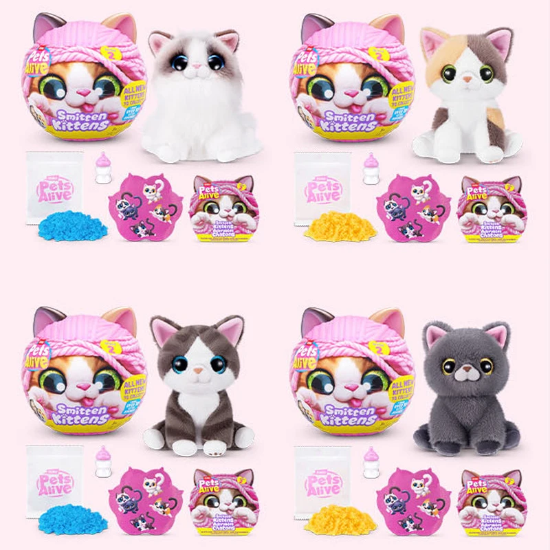 

Zuru Pets Alive Smitten Kittens 2 Blind Box Series Trendy Toy Ornament Cute Kitten Sound Light Effects Mystery Box Surprise Gift