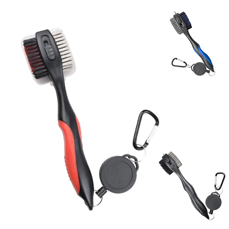 

Hot Golf Club Brush Groove Cleaner With Comfortable Grip Retractable Zip-Line Carabiner Golf Groove Cleaning Tools