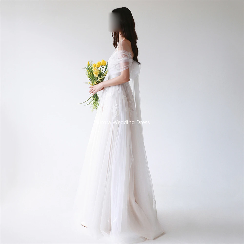 New Luxury Appliques V Neck Off The Shoulder Pleat Flowers A Line Evening Dress Floor Length Classy Formal Prom Gown 프롬드레스