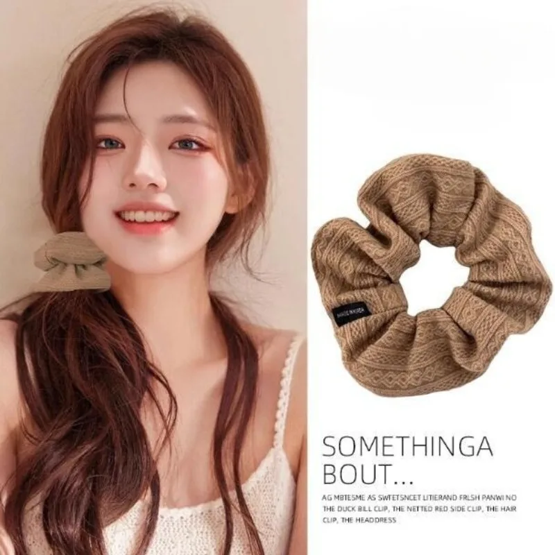 Koreanische Version des hochwertigen Textur-Haarseils mit Schleife, Dickdarm-Haarband, Haarschmuck für Mädchen im Maillard-Stil