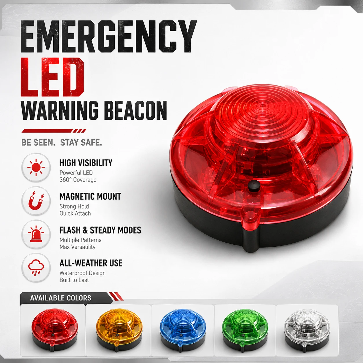

Magnetic LED Strobe Warning Light, Car Emergency Flashing Beacon Lamp, Traffic Safety Signal Light for Motorcycle Truck