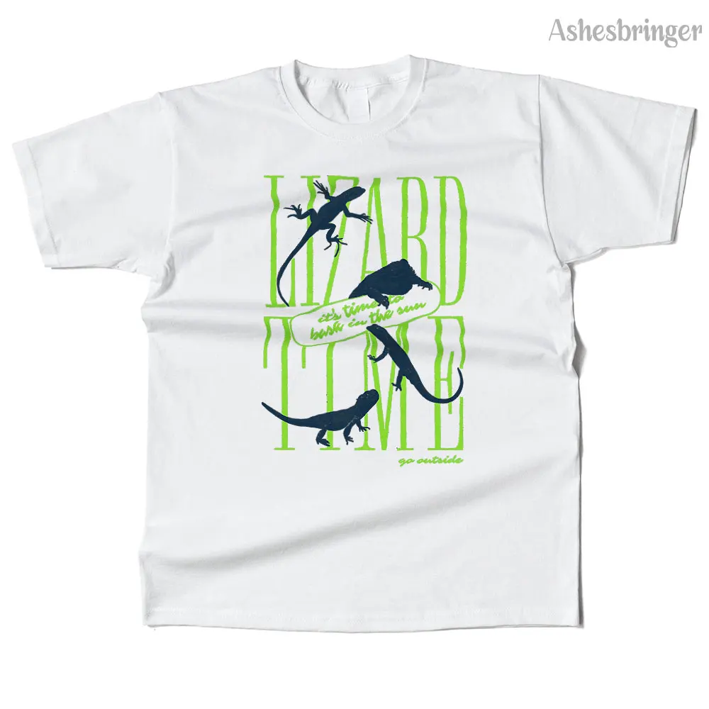 Mens Cotton Lizard Time Graphic High Quality T Shirt Street Casual Style Tee for Men and Women