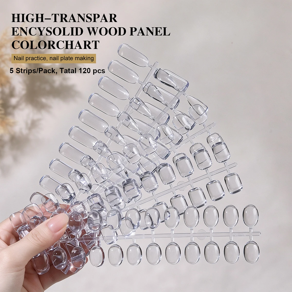Color Checker Card - 120Tips/Set Professional Clear Solid Nail Tips