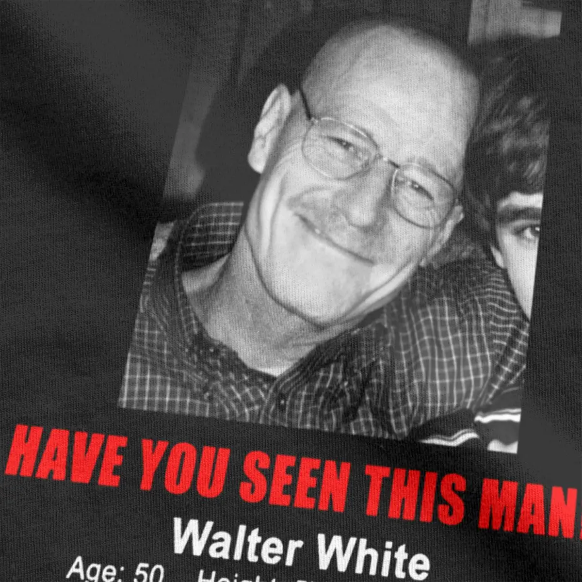 Walter White Missing Poster Breaking Bad Men\'s T Shirts Novelty Tees Short Sleeve Round Collar T-Shirt Pure Cotton Party Clothes