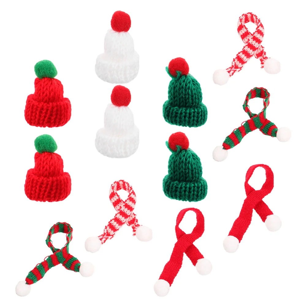 

12 Pcs Knitted Small Christmas Hat Snowman Hats for Crafts Shine Making Supplies