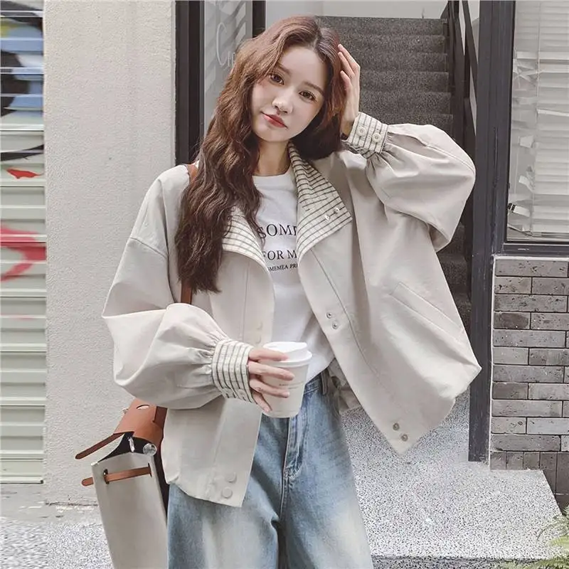 

Женская куртка-бомбер с лацканами и длинными рукавами, ветровка, женская куртка 2026, укороченные гоночные куртки High Street, пальто, верхняя одежда