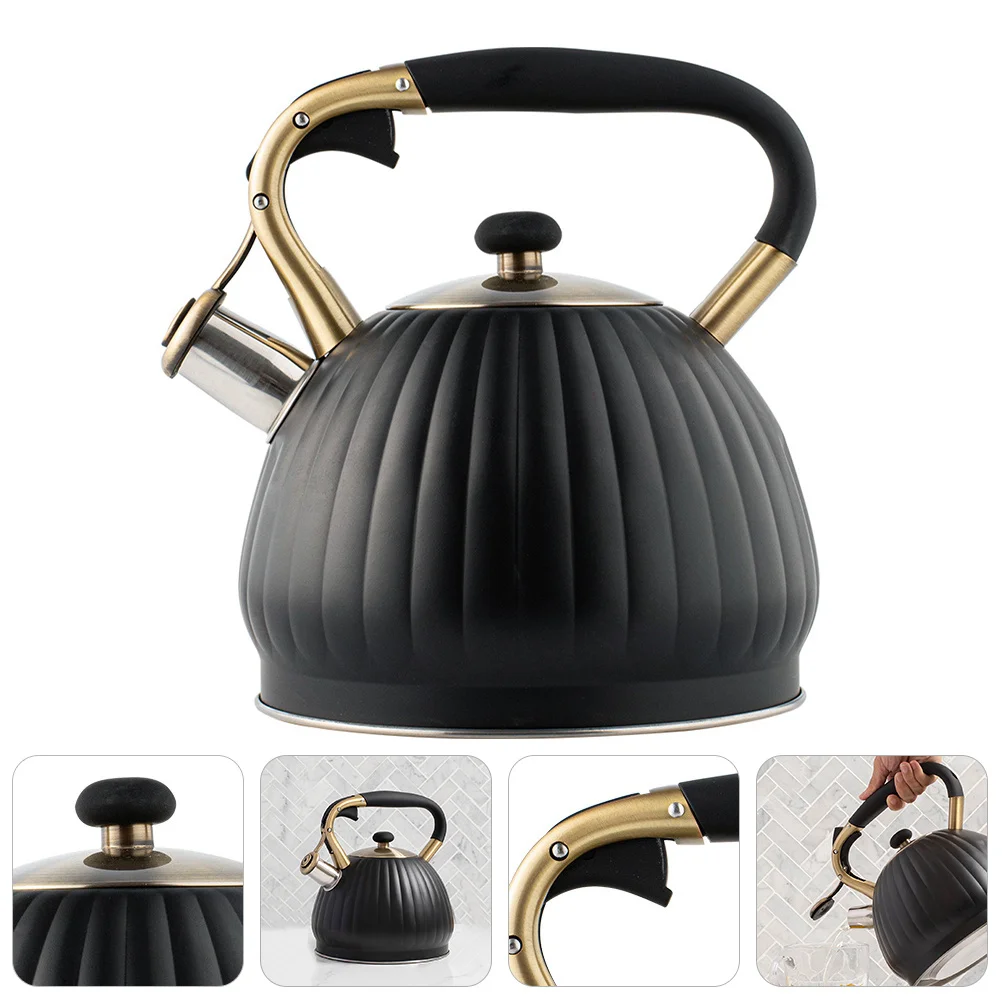 

1Pcs Whistling Water Kettle Pumpkin Stripe Stainless Steel Heating Kettle Suitable for Gas Electric Induction Boiling