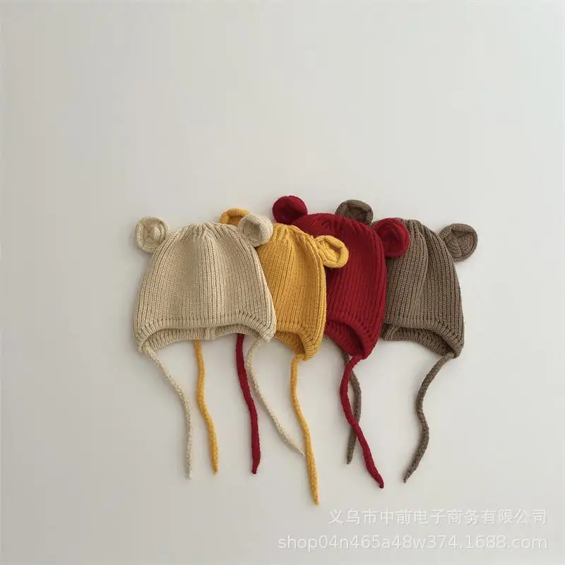 Детская вязаная шапка с милыми маленькими ушками, теплая защита ушей, осенне-зимняя детская шапка унисекс, универсальная шерстяная шапка