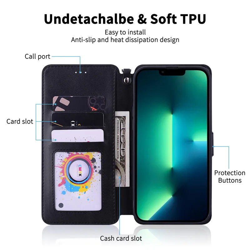 POCO M5s 本体 専用ケース付き Leather Wallet Flip Case For Xiaomi Poco M5s Case Poco M5 Cover