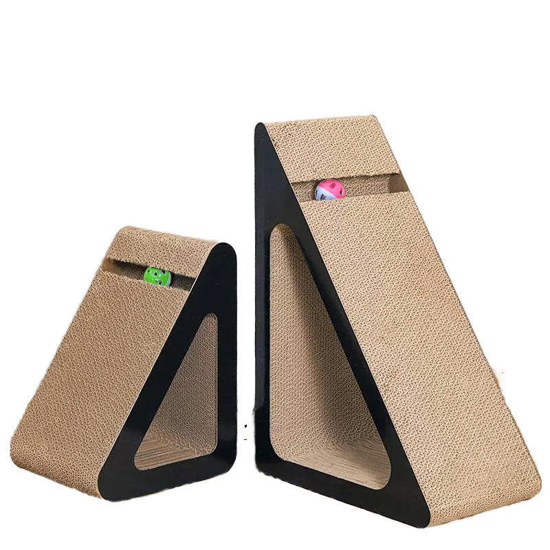 

3-Sided Vertical Cat Scratcher Ramp Multiple Angle Paper Corrugated Carton Cat Scratching Pad Triangle Shape Indoor Use