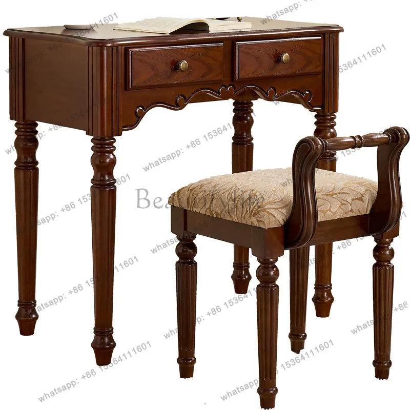 

American full solid wood retro writing desk, bedroom computer desk, desk small apartment