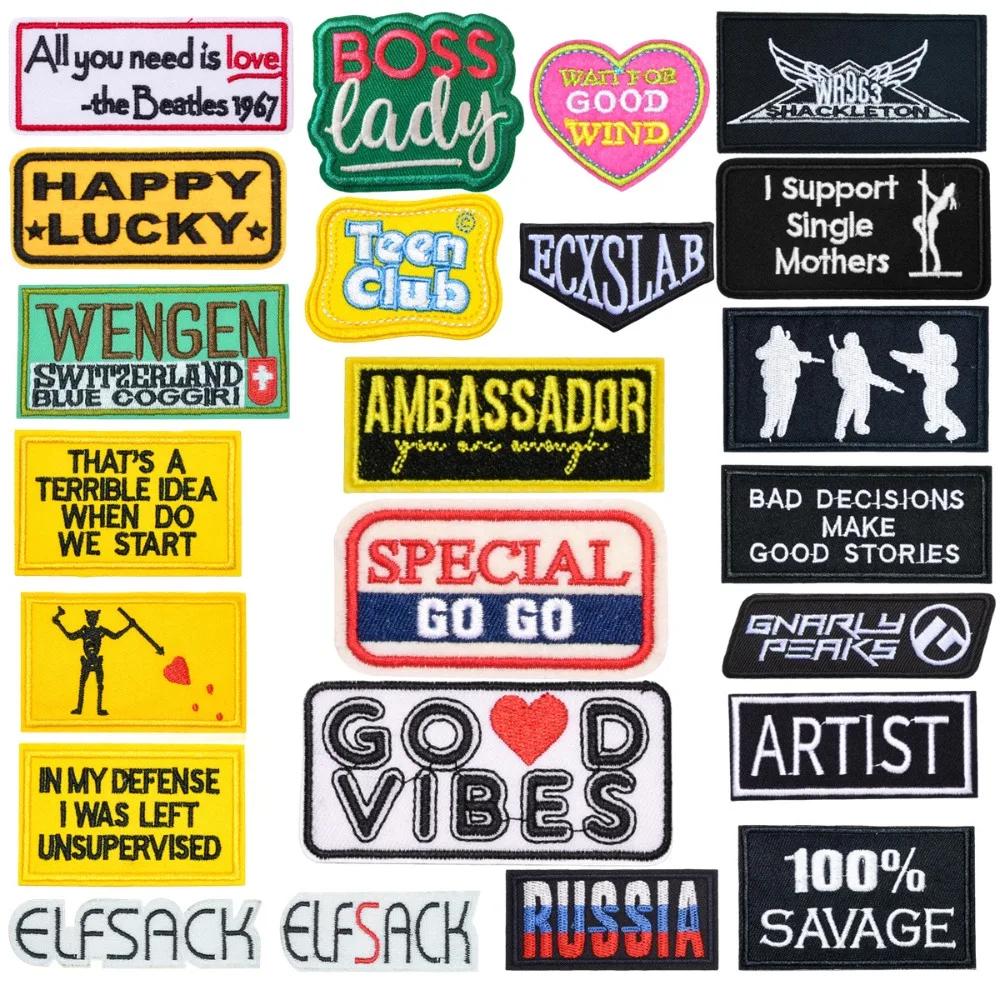 

Letter Rectangle Embroidery Patch DIY T-shirt Backpack Bag Hat Decor Repair Iron on Patch Applique Sticker Sewing Accessories