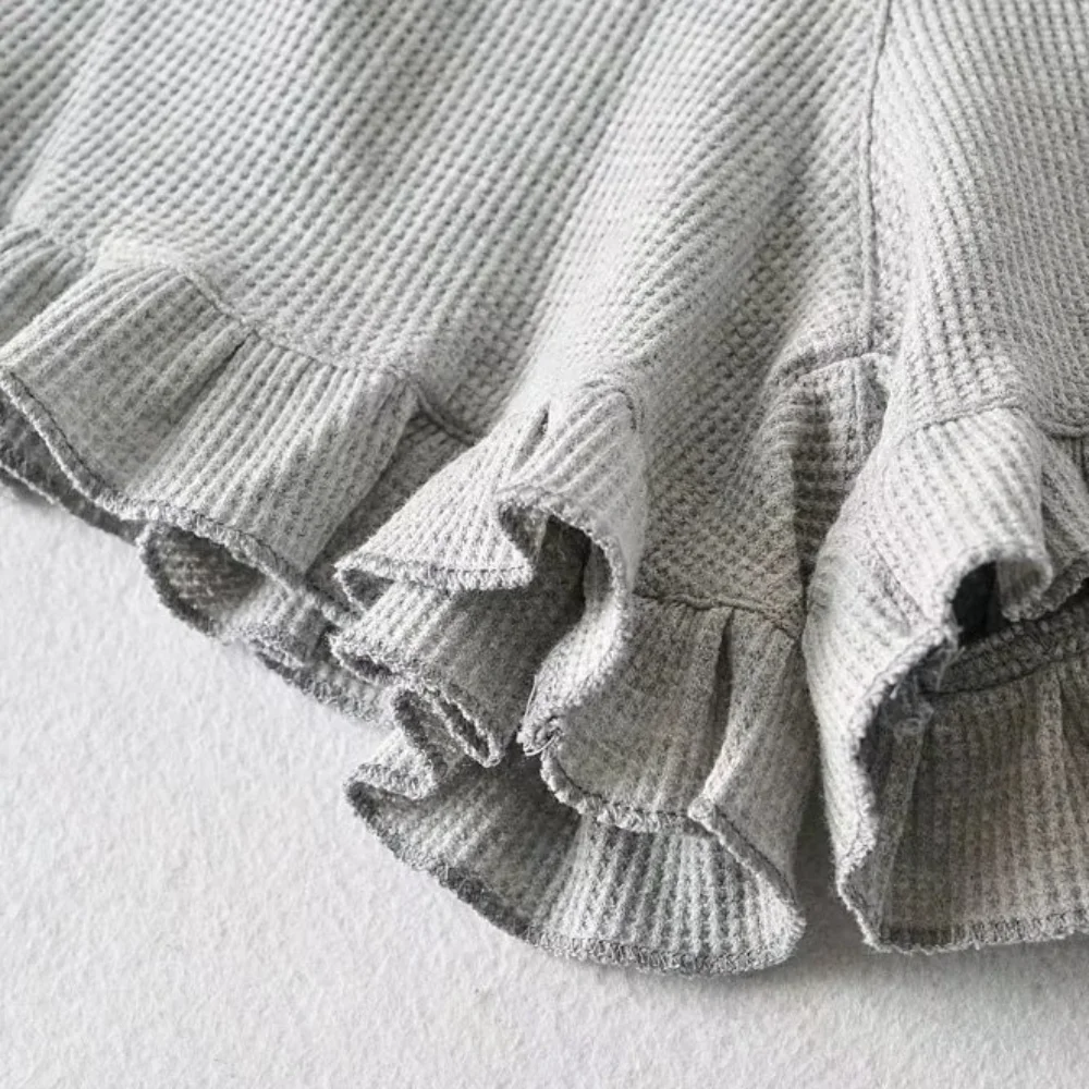 أزياء عارضة مرونة مخصر Sweatpants الصيف عالية الخصر الهراء السراويل Y2K كشكش السراويل الرياضية النساء