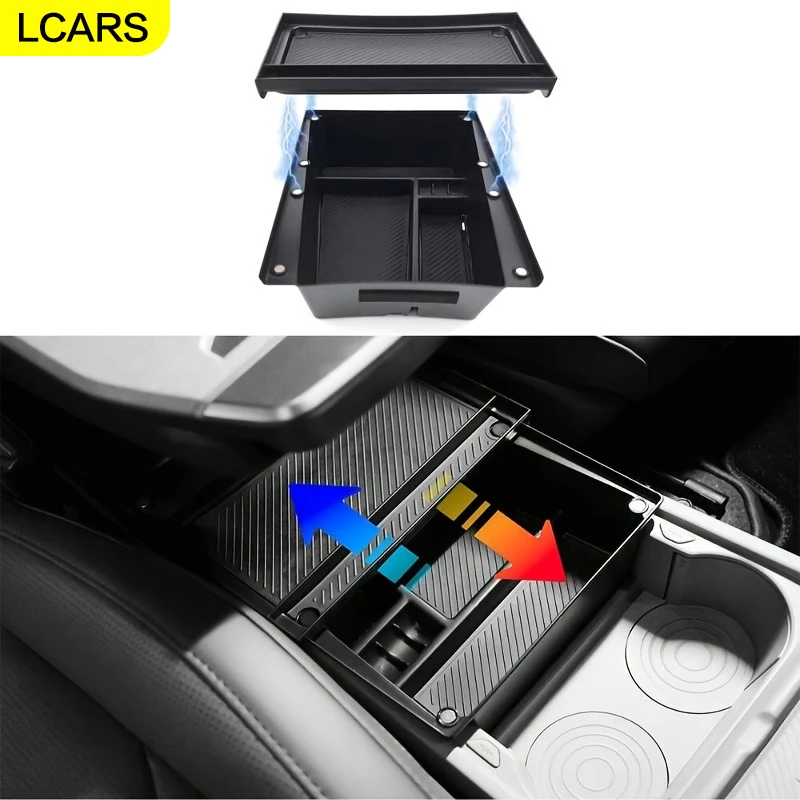 Lcars Car Storage Box Suitable for Kia Ev3 Center Console Armrest Storage Box Organizer Tray Car Central Armrest Box Storage Box for Coins and Miscellaneous Items Organization