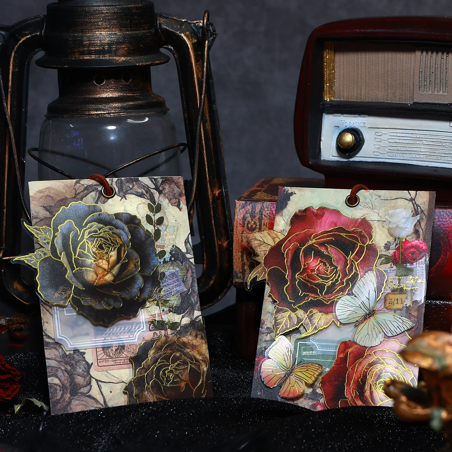 Vintage زهرة ملصق مادة Collage ، حار الذهب اليد ملصقات خيمة ، scrapبها بنفسك سكرابوكينغ ، ملصقا القرطاسية ، ألبوم الحرف ، 10 قطعة