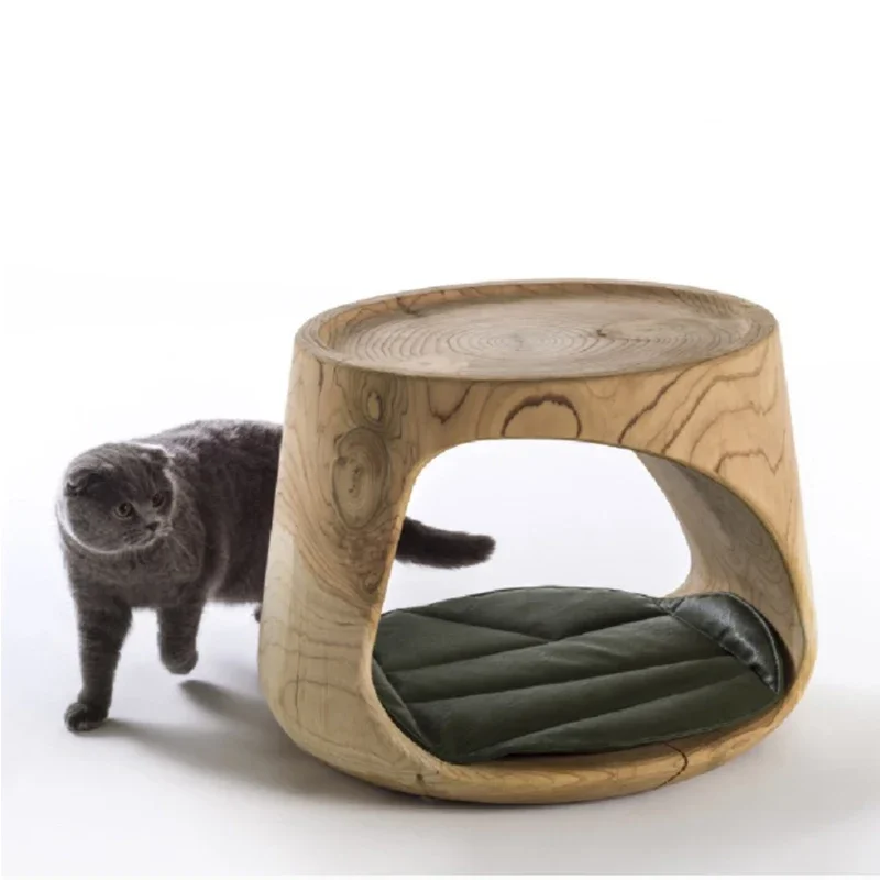 Nordic solid wood pier wooden stool, log edge few round stool creative personality homestay stump ornament can sit
