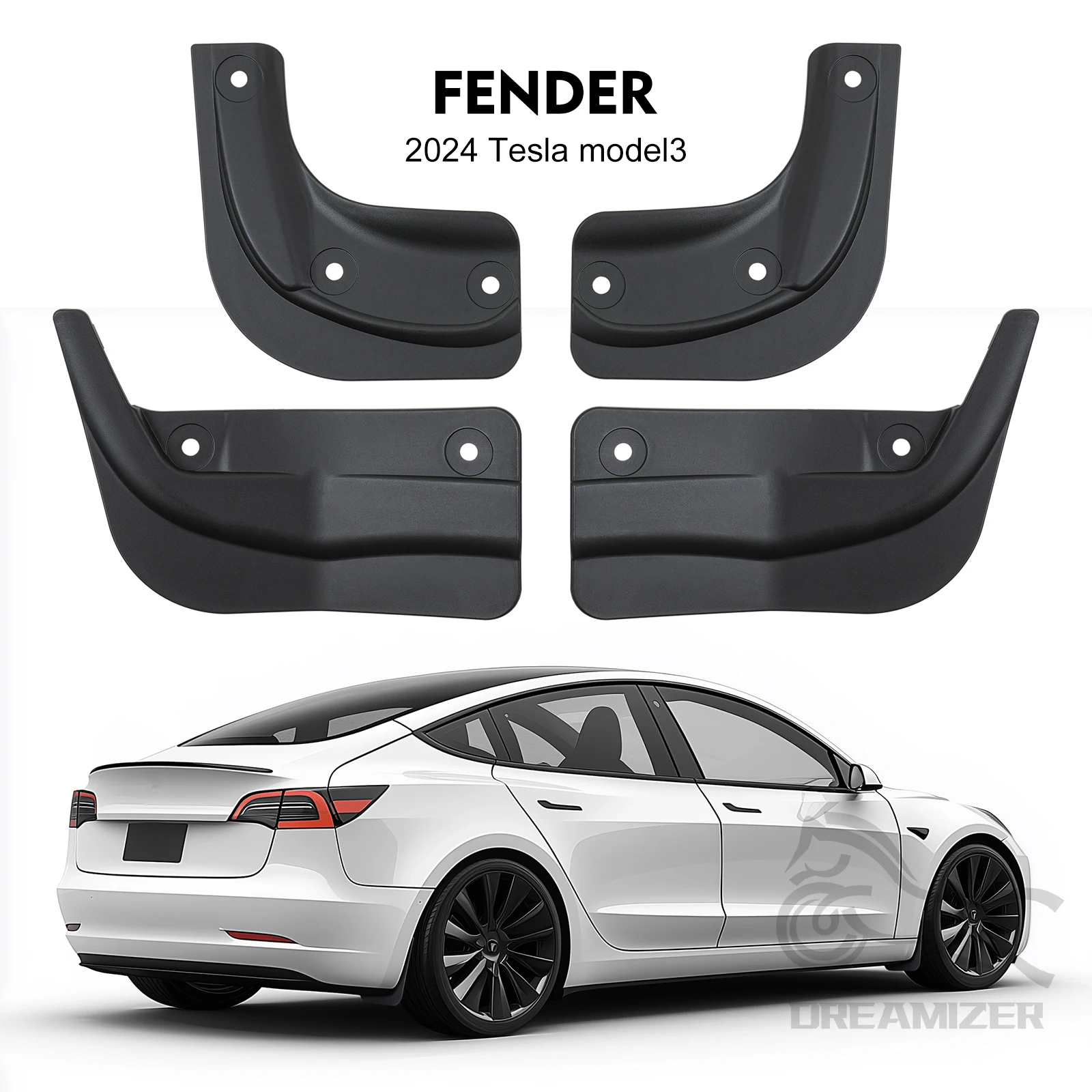 Highland TPE Front Rear Mudflaps Mud Flaps Original Model Replacement Splash Protector Fender For Tesla Model 3 2024