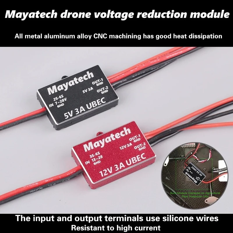Mayatech 5V 12V Step Down Power Supply Voltage Regulation 7-28V To 5V/13-28V To 12V Buck Module UBEC-3A 6s for FPV UAV RC Model