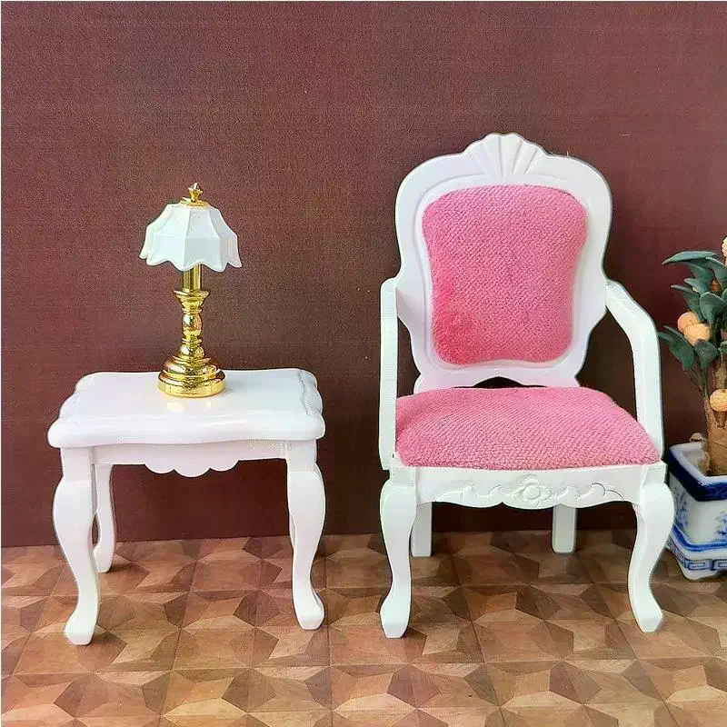 1Pcs 1/12 Dollhouse Simulation Small Tea Table Model Doll Home Armchair Living Room Furniture Decor Dolls House Scene Ornament