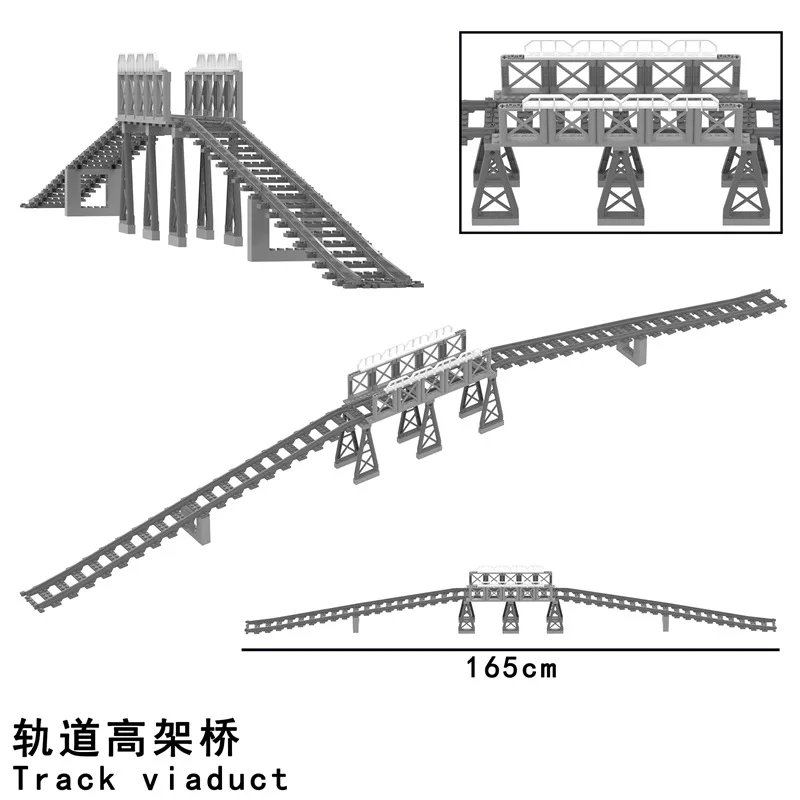 MOC City Train Points Switching Climbing Tracks Viaduct Flexible Railway Crossings Rails Forked Building Block Bricks kids Toys