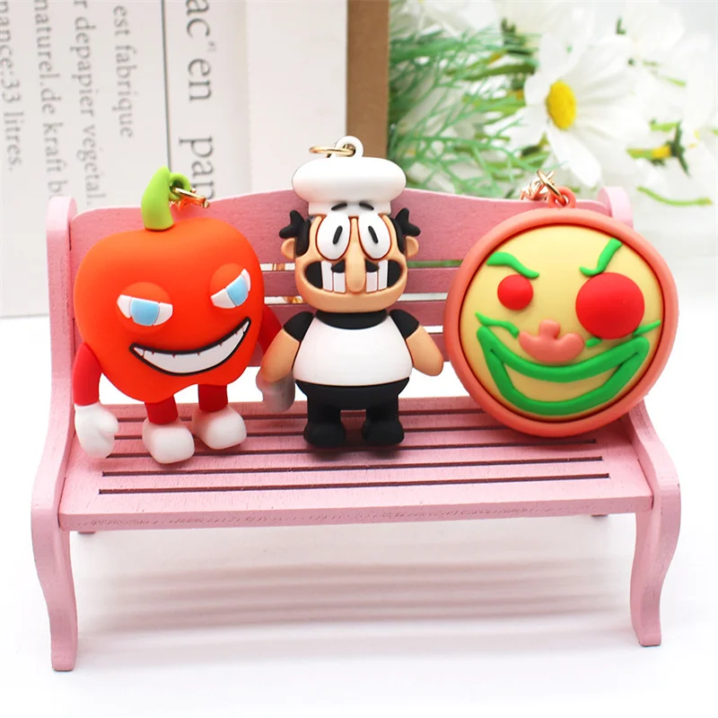 Game Pizza Tower Keychain Figure Toys Cute Animal Dolls Ornament Pendant Key Chain For Children\'s Birthday Fans Gift