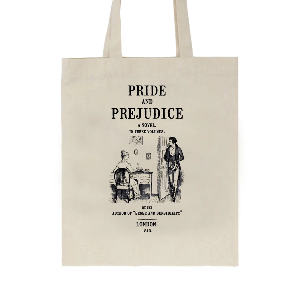 Jane Austen Tote Bags borsa per la spesa Vintage Pride and fortight Pemberley Mr Darcy Bookish Trravel Bag Book Lover Gift