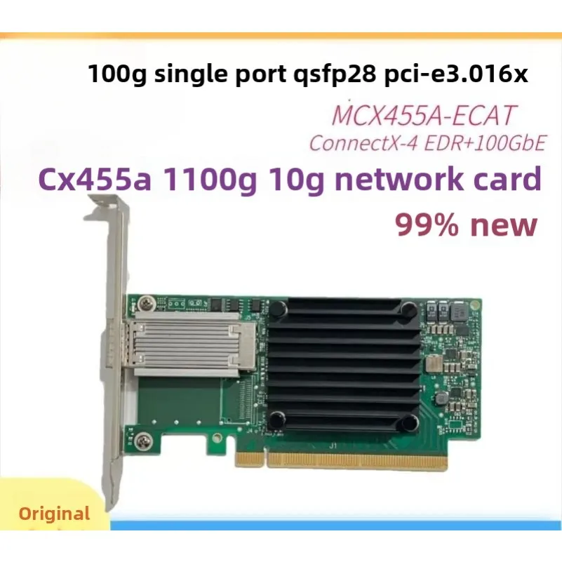 100G QSFP28 Network Interface Card Single Port Optical Fiber Ethernet Adapter 10GbE PCIe NIC for Server Data Center CX415A