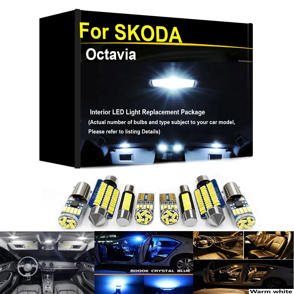 For SKODA Octavia MK1 1U2 1U5 MK2 1Z3 1Z5 MK3 5E3 5E5 Sedan Combi 1996 2006 2016 2018 Car Interior LED Light Kit No Error