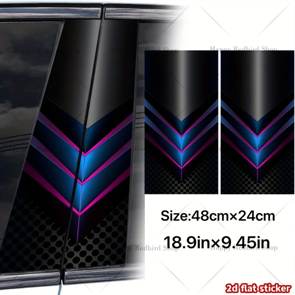 2 awesome 2D waterproof stickers for automotive B-pillars, wear-resistant and scratch-resistant, providing effective protection