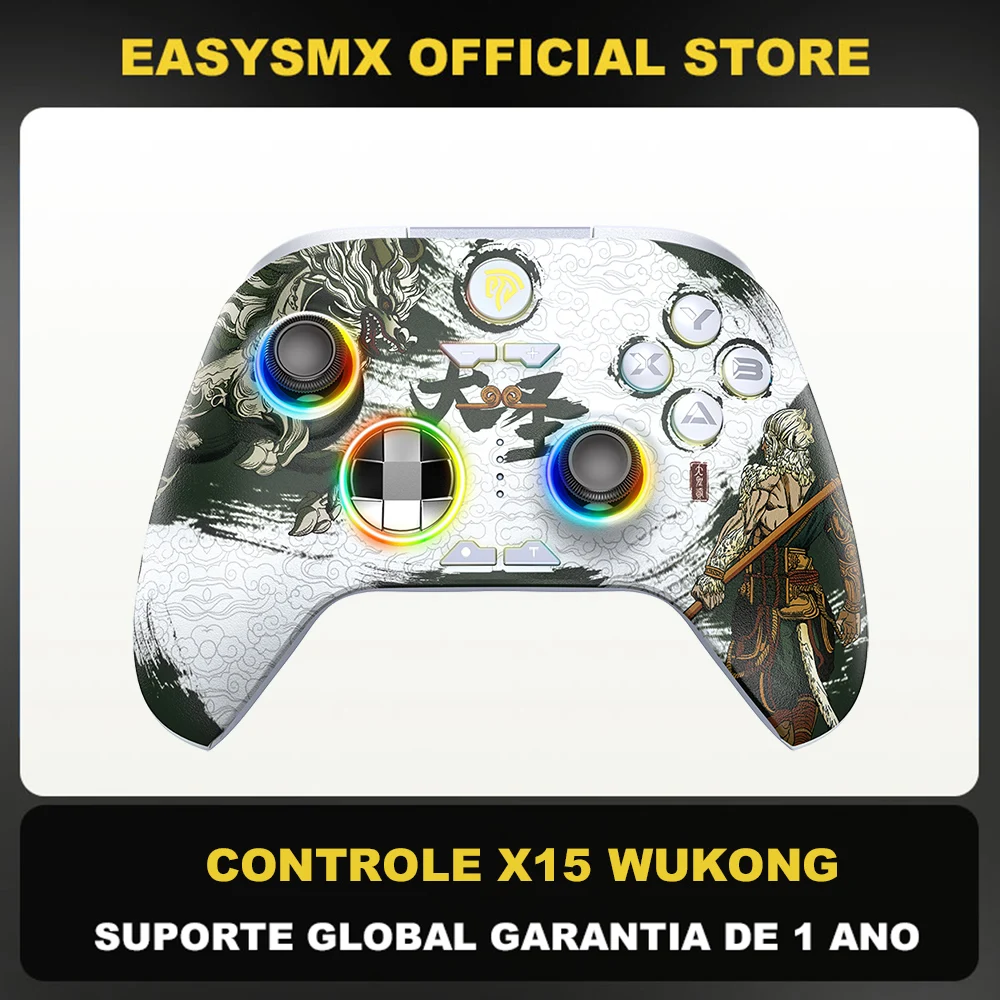 EasySMX X15 Wireless Gamepad Bluetooth Gaming Controller Compatible with PC/NS/TV/Phone/Steam RGB Hall Effect Black Myth Wukong