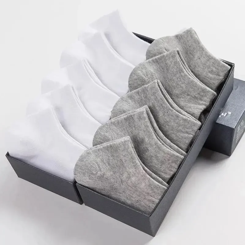 10Pairs Men's Socks Spring Summer Cotton Socks Breathable Sports Sock Solid Color Boat Socks Comfortable Ankle Socks White Black