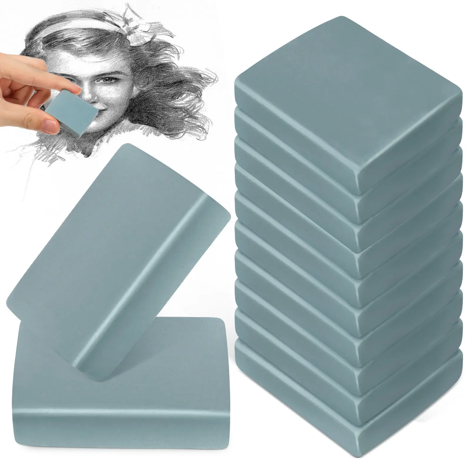 12Pcs Art Erasers for Drawing Kneaded Erasers Set Soft Flexible Precise Erasing No Mess Ideal for Sketching Painting Art