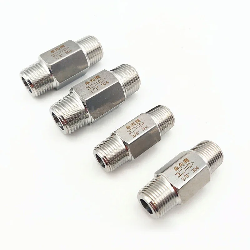 304 Stainless Steel One-way Valve Double Male Thread Hexagonal Direct Valve External Thread Check Valve