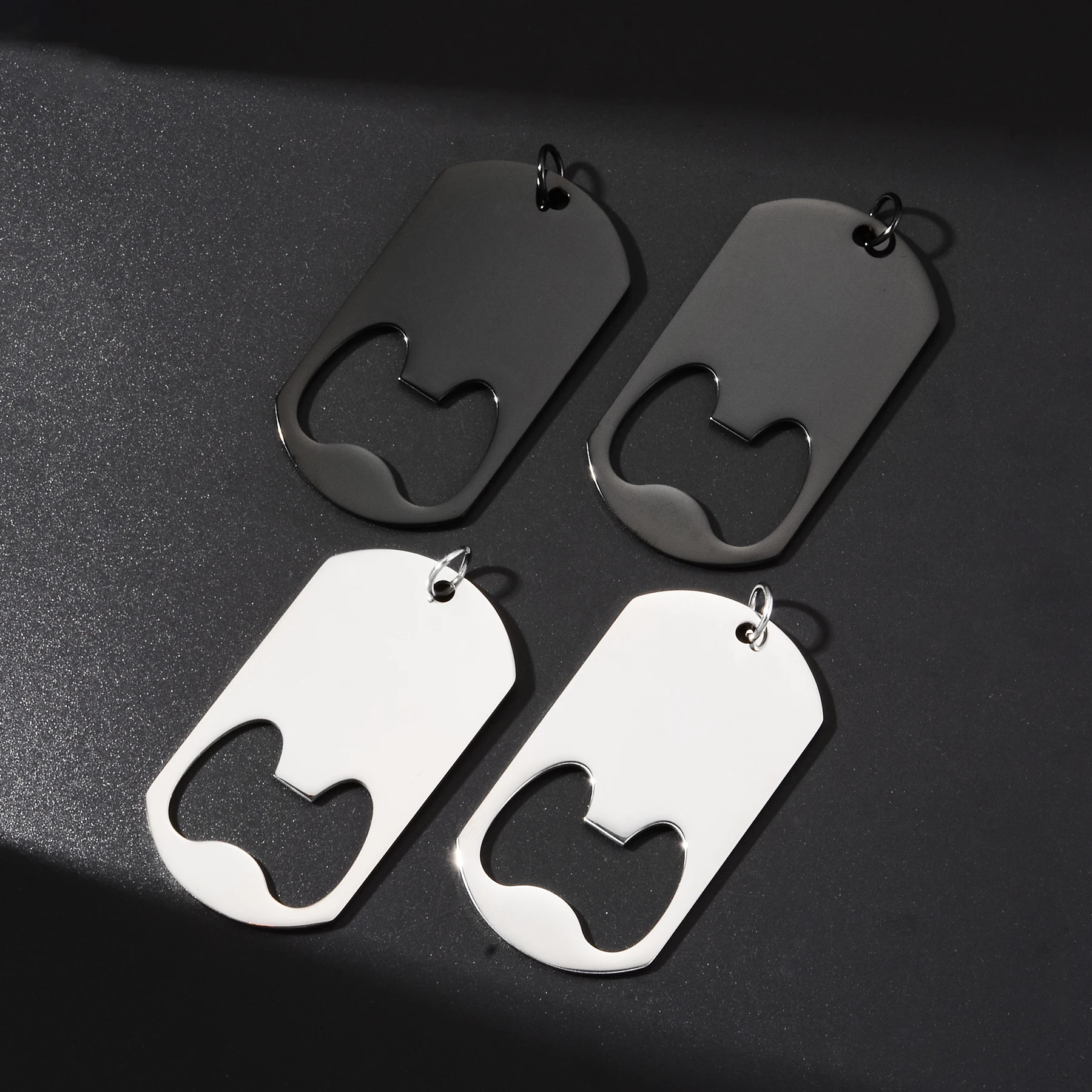 10pcs Wholesale Mirror Polishing Stainless Steel Rectangle Military Army Blank Dog Tags Accessories Bottle Opener