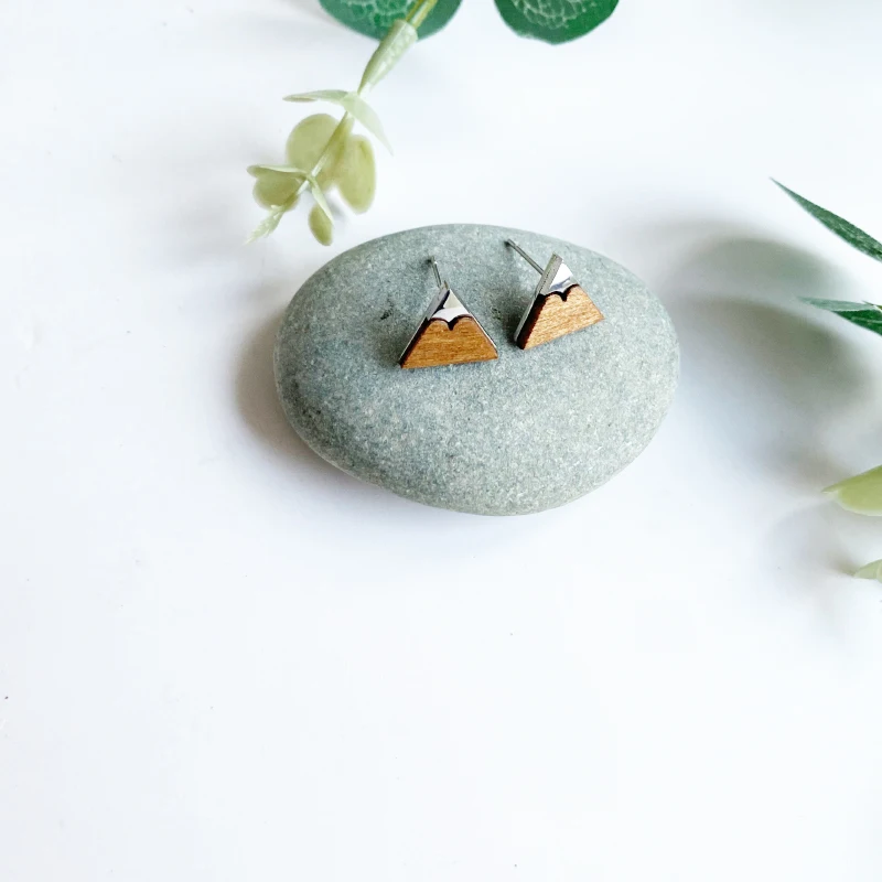 أقراط خشبية على شكل جبل ثلجي دروبشيبينغ مجوهرات طبيعية صديقة للبيئة للنساء مجوهرات أذن عصرية بسيطة