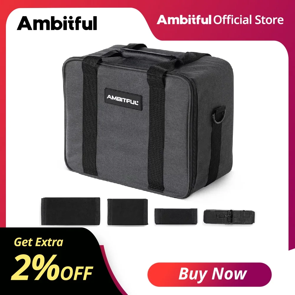 Sac de transport portable Ambitful PB19 avec bretelles pour flash de studio, appareil photo et caméra vidéo pour la photographie et la vidéo en extérieur