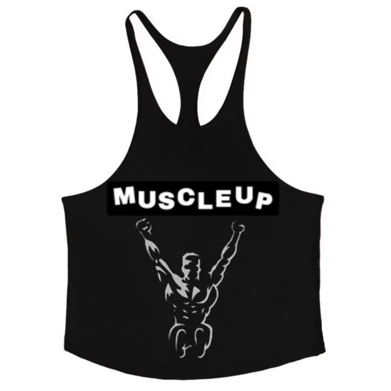

Muscle Man — мужской хлопковый жилет, спортивная одежда, фитнес, тренировка по тяжелой атлетики, рубашка без рукавов, V-образный вырез с лямкой на шее, интенсивный прочный