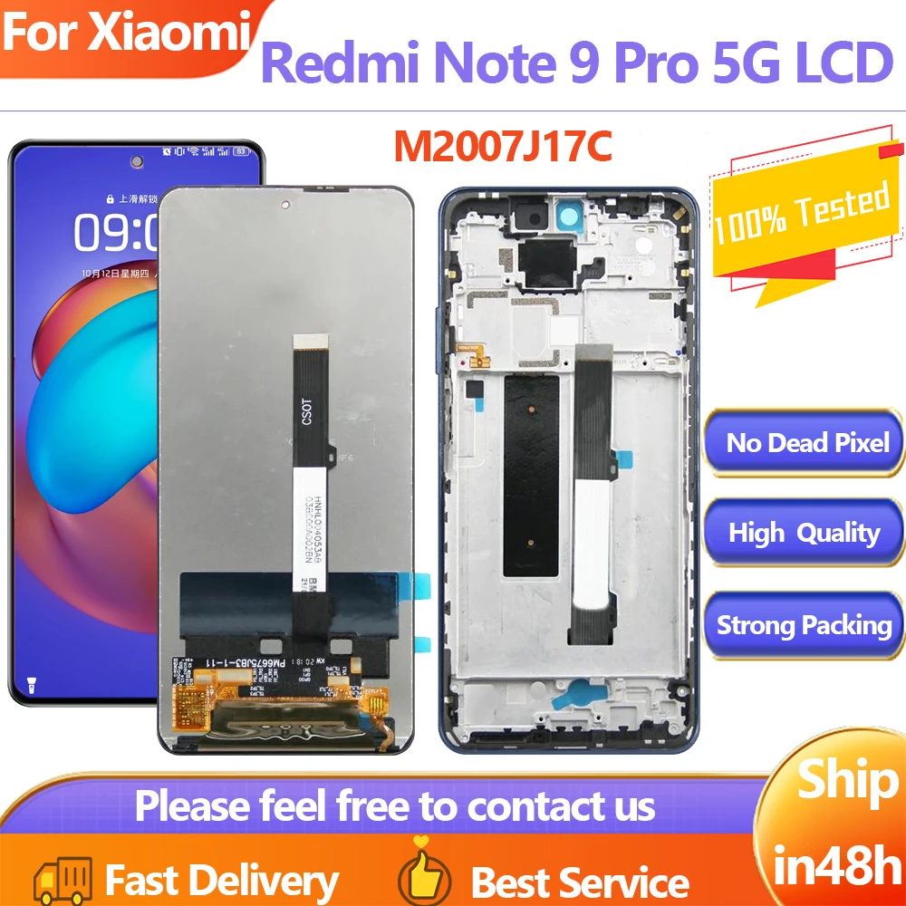 

Original 6.67'' For Xiaomi Redmi Note 9 pro 5G M2007J17C Display Touch Screen Assembly for redmi note 9pro 5G lcd Display LCD