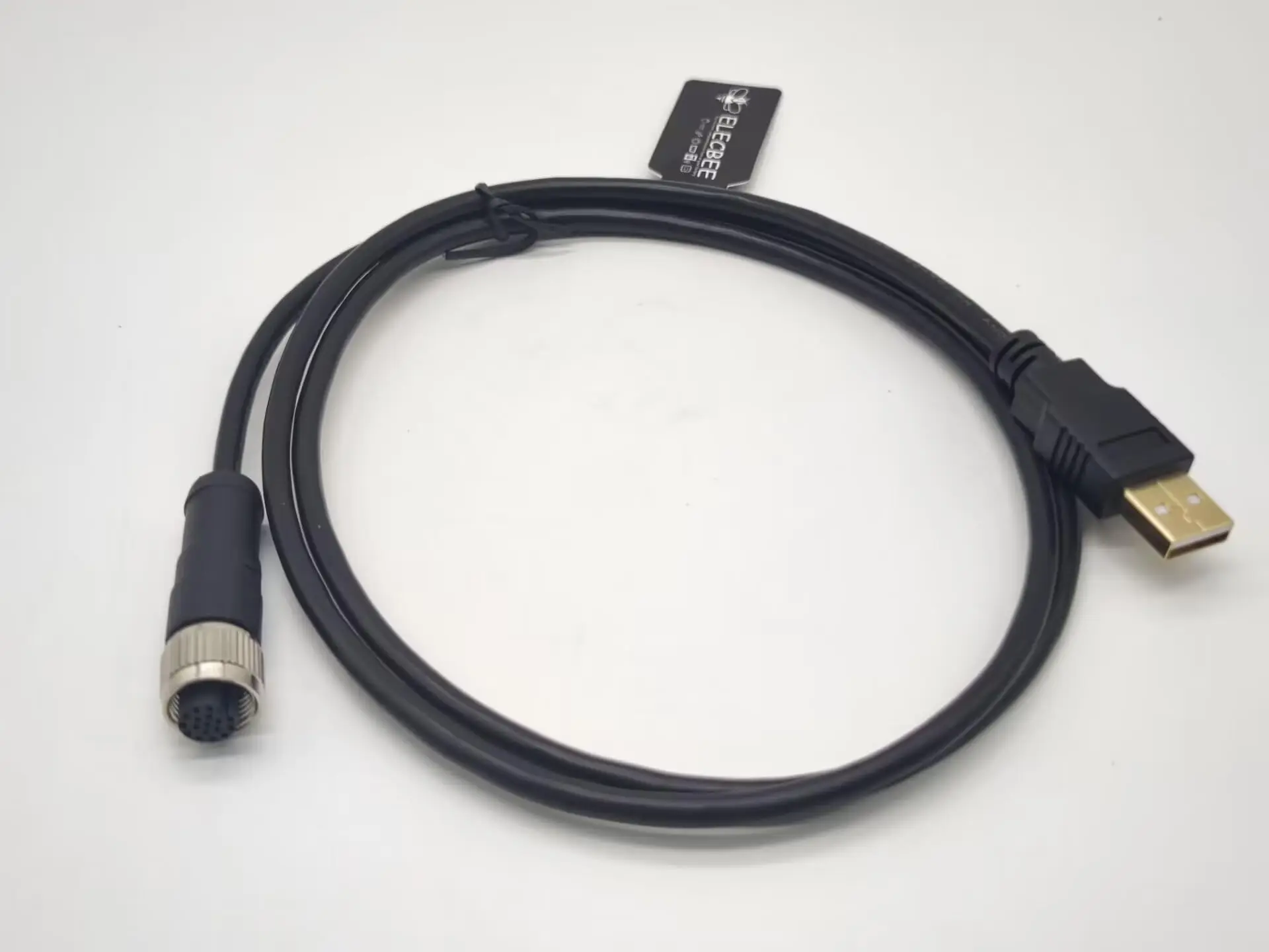 M12 to USB Cable 180 Degree M12 A Code 17 Pin Female to USB Male Assembly 1M AWG26