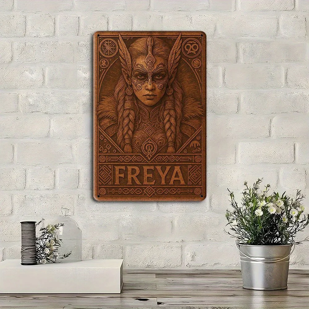 علامة Freya Goddess المعدنية - ديكور الأساطير الشمالية مقاس 20 × 30 سم للمساحات البوهيمية #5