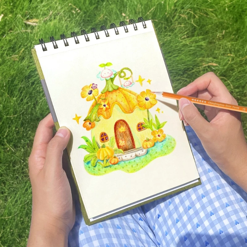 كراسة رسم A5 60 ورقة/120 صفحة 150gsm تصميم لفائف ورقية سميكة قلم رصاص ملون قلم تحديد أكريليك رسم جرافيتي #5