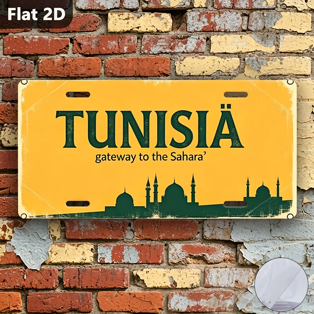 2D Flat, 2D Flat Plane, 1pc, for Decorative Purposes Only, Outdoor Sign and Wall Decor, 30.48cm × 14.99cm, Tunisia Vintage Poste
