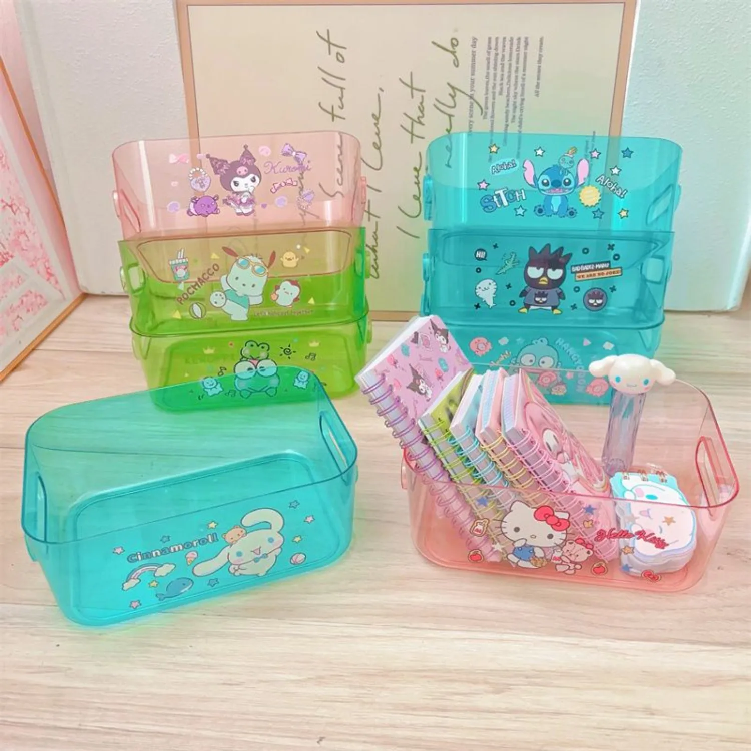 2026 Sanrio HelloKitty My Melody Kuromi Multipurpose Clear Box for Desk Organization Cute Anime Kawaii Cartoon Holiday Gift