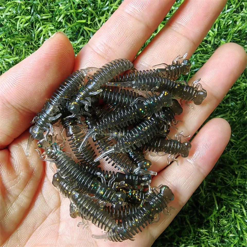 20PCS 40MM 0.4G Soft Larva Worm Fishing Lure Bionic Silicone Flit Larva Worm Bait Trolling Wobbler for Zander Pike Bass