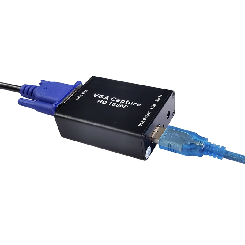 【تصميم أنيق】محول VGA إلى USB 4X مع بطاقة التقاط الصوت والفيديو 1080P خالية من محرك الأقراص عالية الوضوح